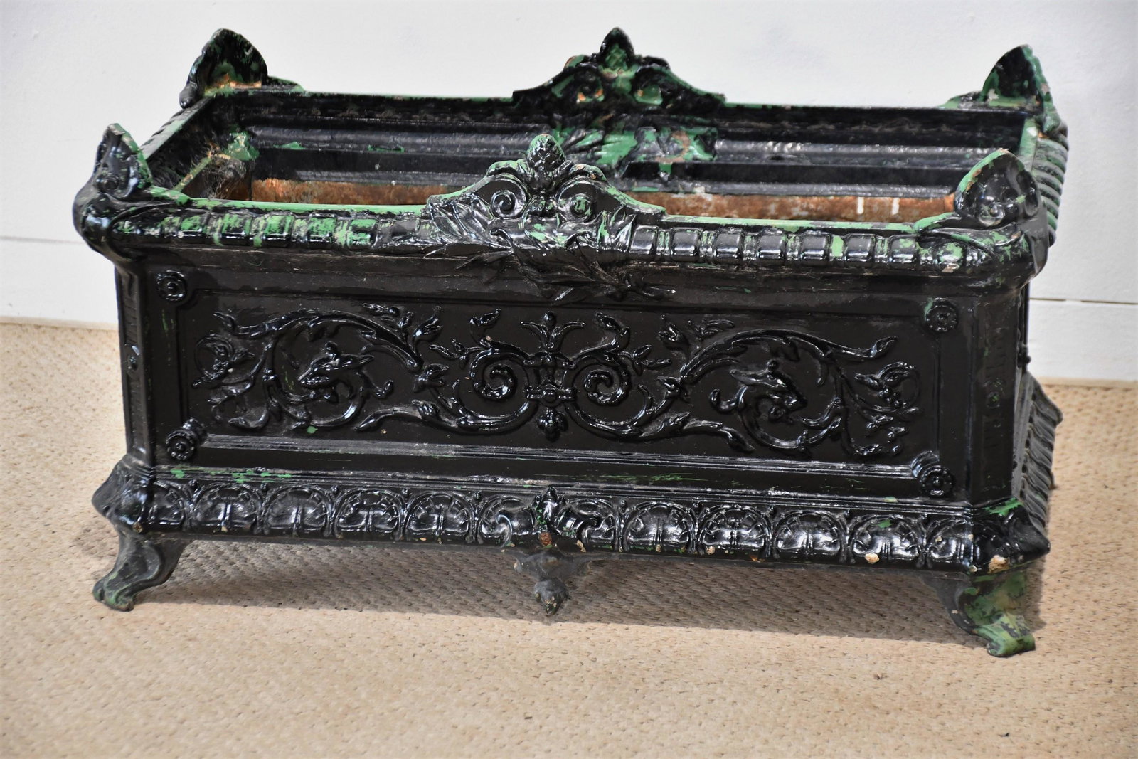 French Painted Cast Iron Planter 14"H,   24"  x   13" (1 of 4)