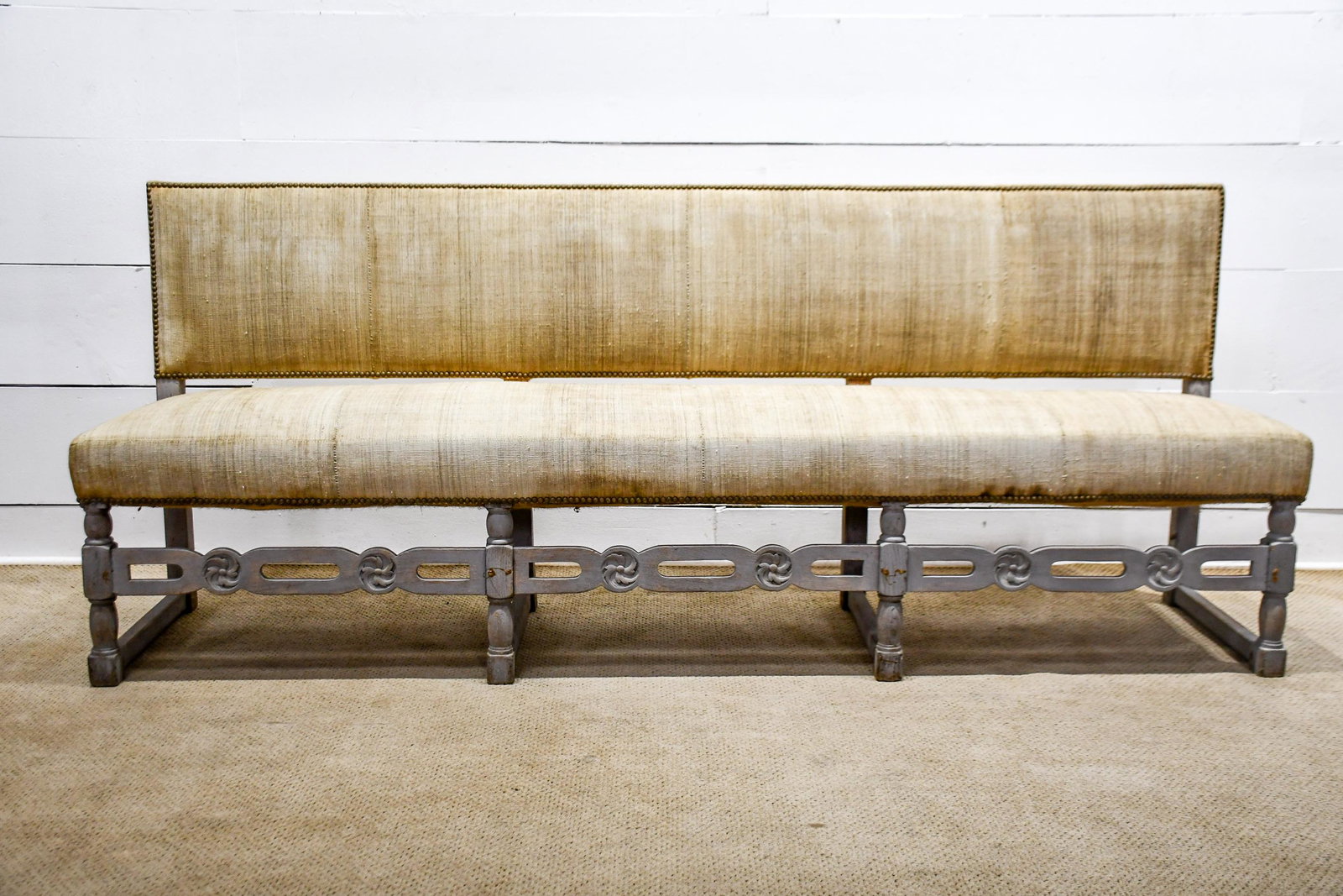 Upholstered French Bench 36"H,   87"  x   20" (1 of 7)