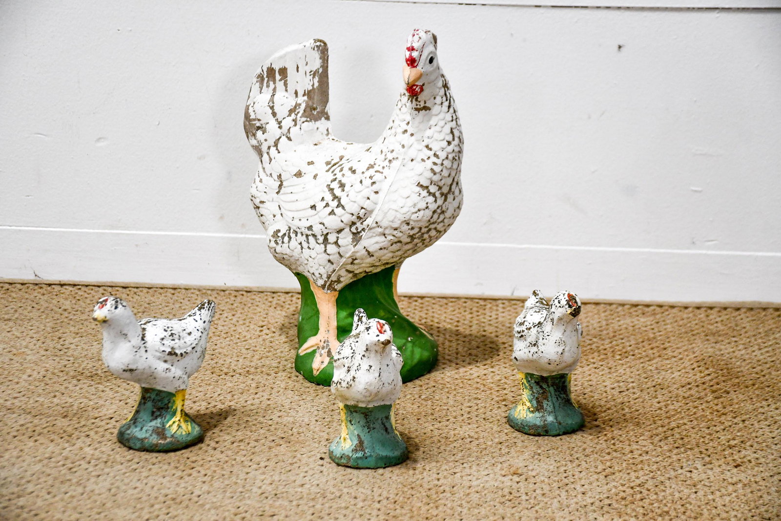 4-Pc  Concrete Lot: Hen & 3 Chicks 15"H,   10"  x  7"     /     6"H,   6"  x   4" (1 of 5)