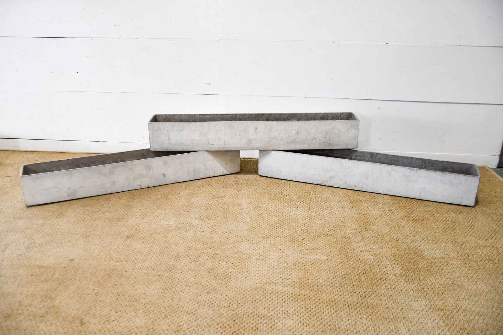 3pc. Lot of Large Rectangle Willy Guhl Planters (2)  -   6"H,   39 1/2"  x   6"    /    5 1/2"H, (1 of 5)