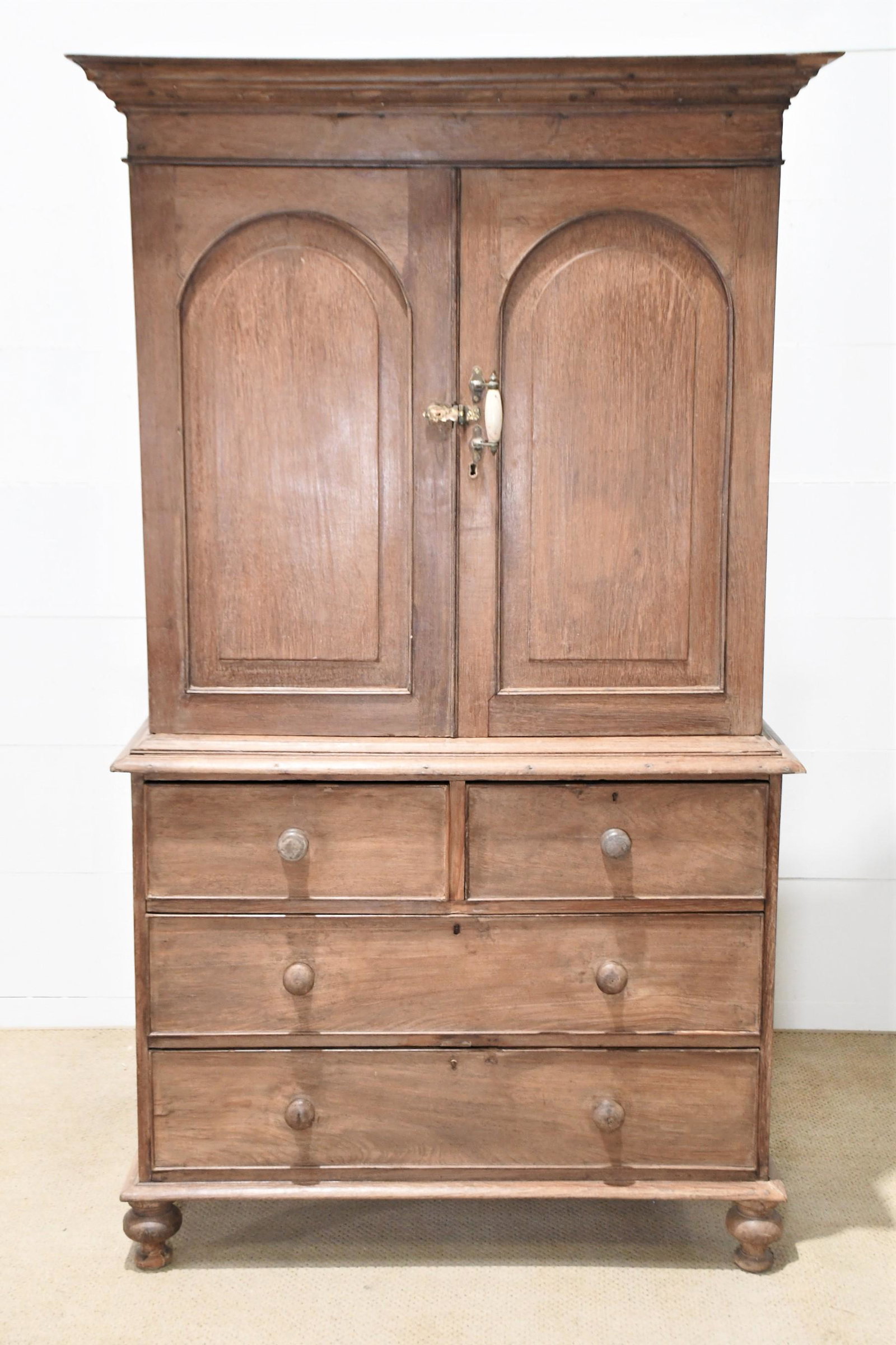 British Colonial Two Piece Cupboard 75 1/2"H, 44" x 19": British Colonial Two Piece Cupboard 75 1/2"H, 44" x 19"