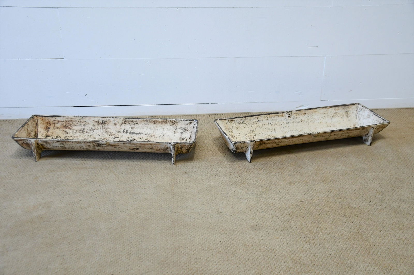 Pair of Painted Cast Iron Feed Troughs 5"H,   35"  x   12"      ea. (1 of 3)