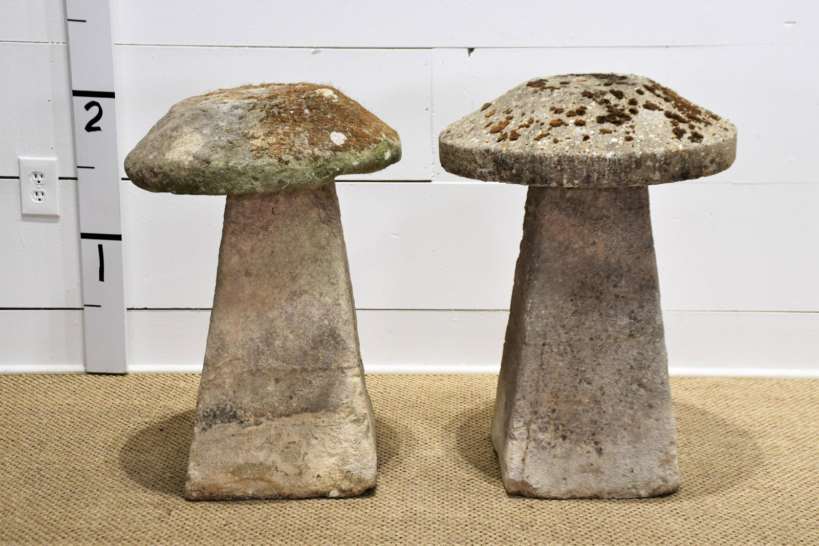 2 PC Lot of Stone Garden Mushrooms 28" H x 19" DIA     /    28" H x 20" DIA (1 of 5)