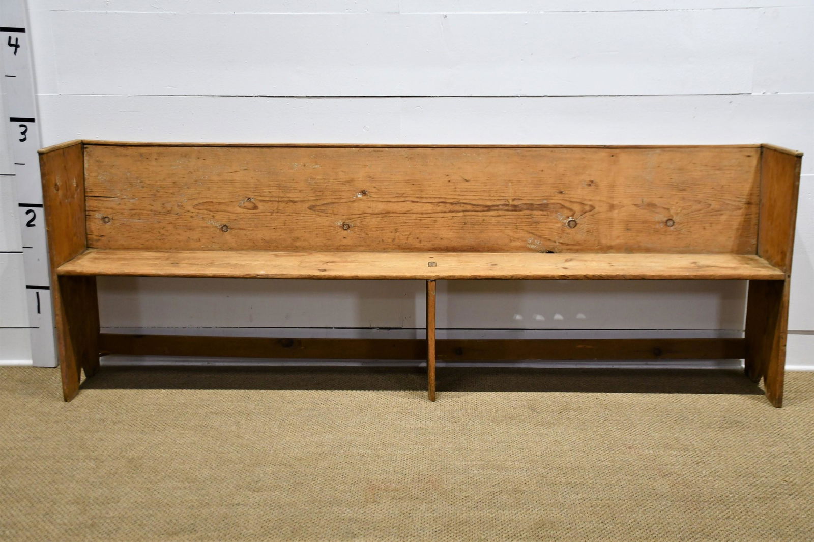 Early Pine Amish Church Pew 33 1/2"H  x  96 1/2"L  x  14 1/2"W (1 of 5)