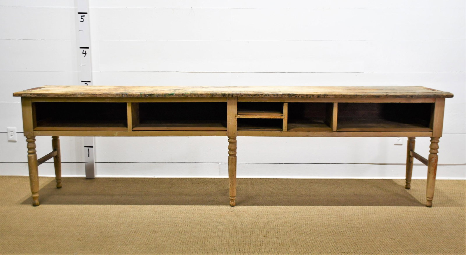 Country Store Display Table w/ Cubbies 35"H  x  128 1/2"L  x  25 1/2"W (1 of 11)