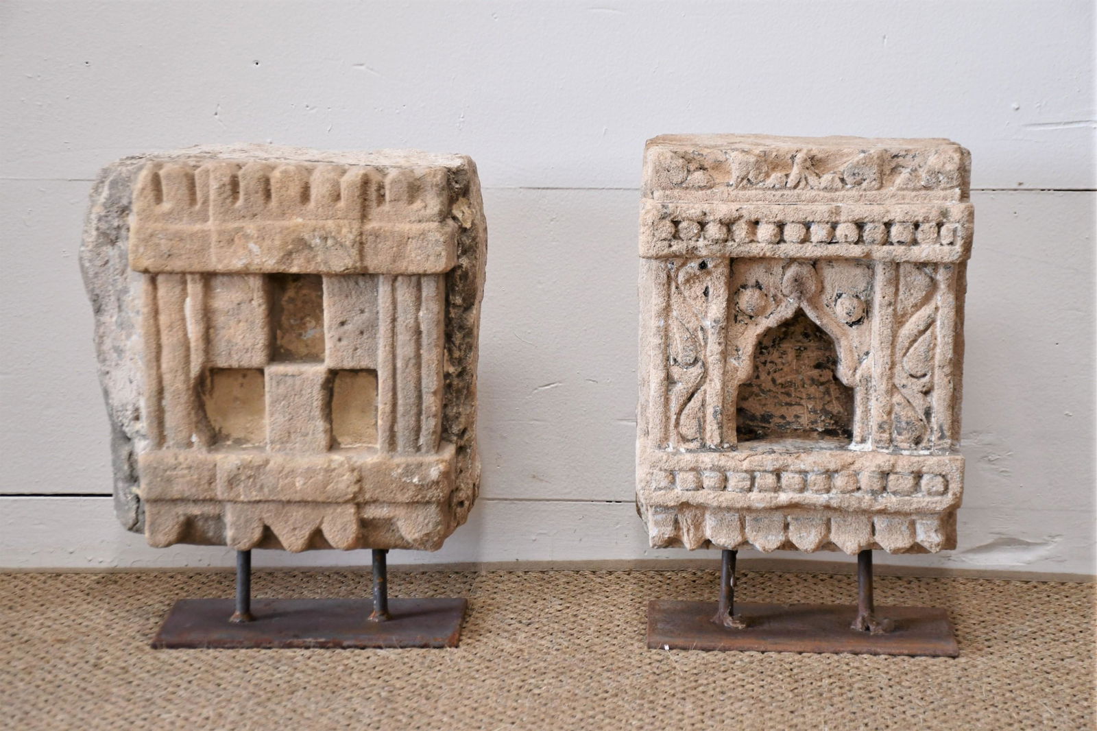 2 PC Carved Stone Objects on Stands 17"H  x  10 1/2"L  x  8"W   -    Largest (1 of 4)