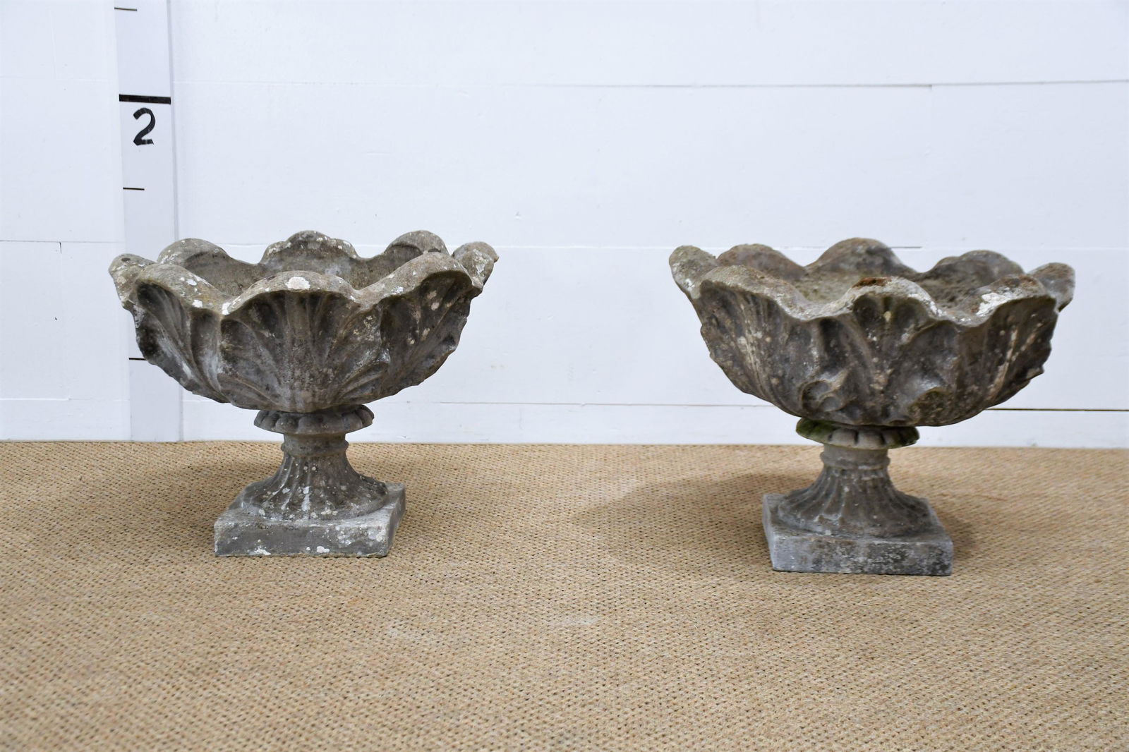 Pair of English Concrete Garden Urns 17"H  x  21" Diam.      Each (1 of 5)