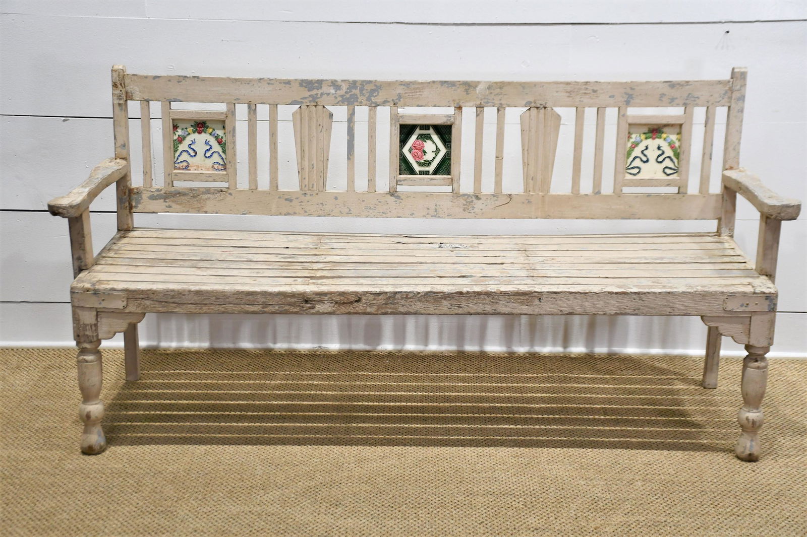 Estate Garden Bench with Majolica Tiles 35"H x 72"L  x  22"W (1 of 4)