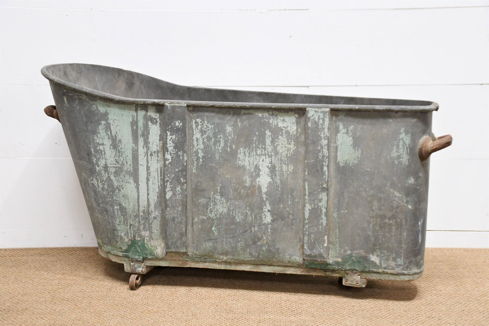 French Galvanized Bathtub 29"H  x  54 1/2"L  x  21"W (1 of 5)