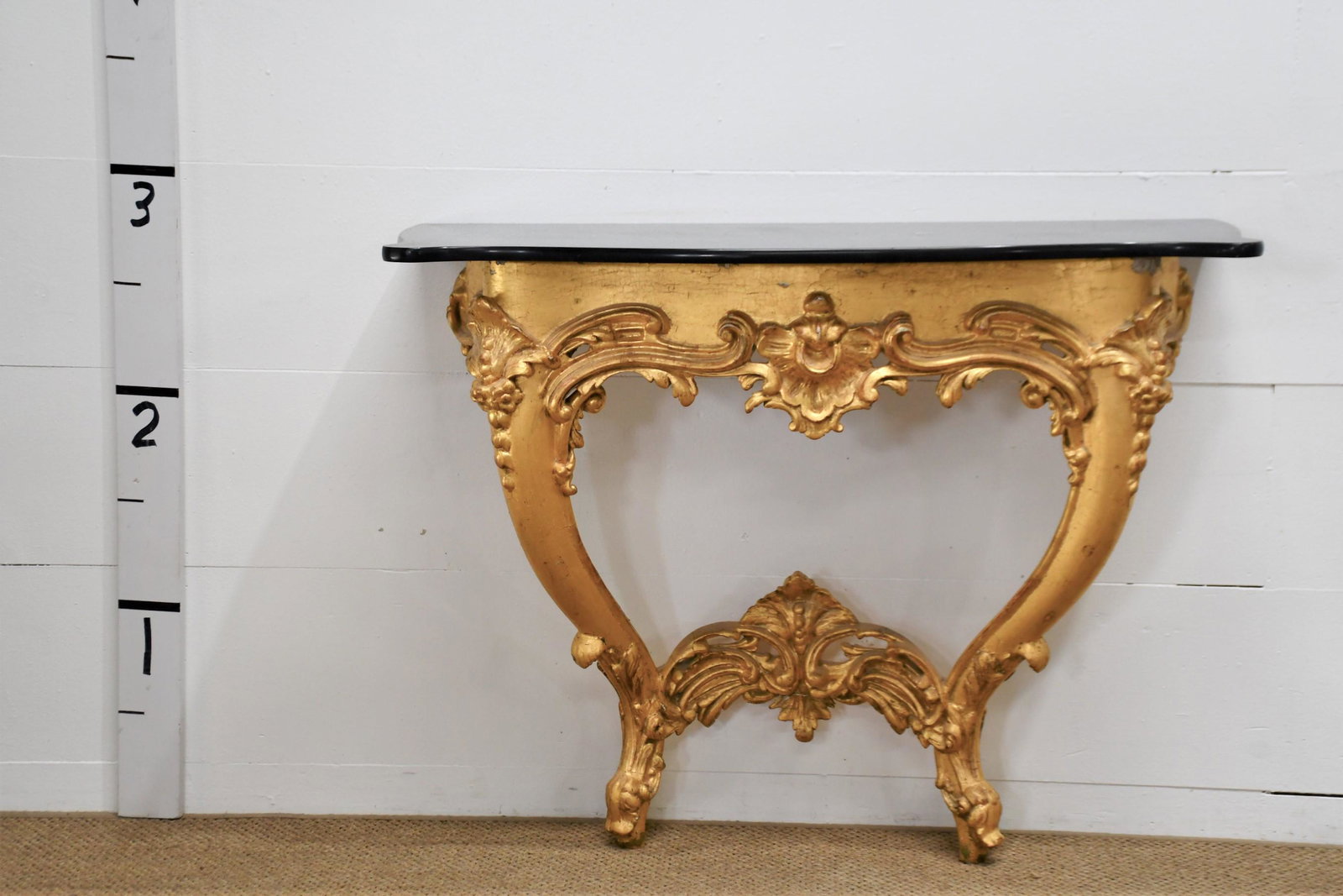 19th C. Italian Gilded Console w/ Black Marble 34"H  x  42 1/2"L  x  18"W (1 of 4)