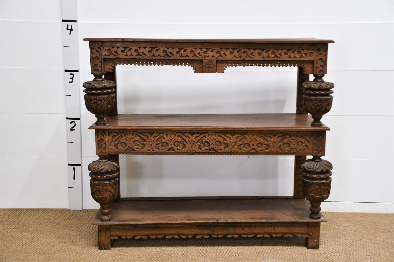 Early 19th C. French Carved  3 Tiered Server 45"H  x  49 1/2"L  x  17"W (1 of 6)
