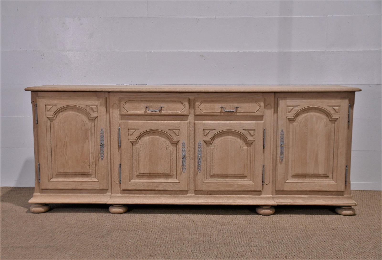 French Bleached Server 37"H, 95 1/2"L, 19"W: French Bleached Server 37"H, 95 1/2"L, 19"W