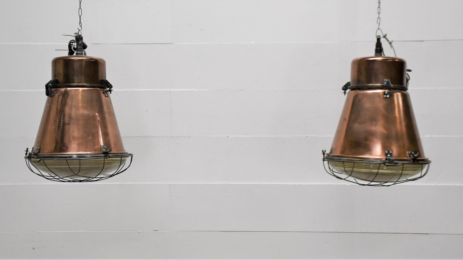 Pair of Copper Industrial Lights 26"H  x  22" Diam.     Each (1 of 7)