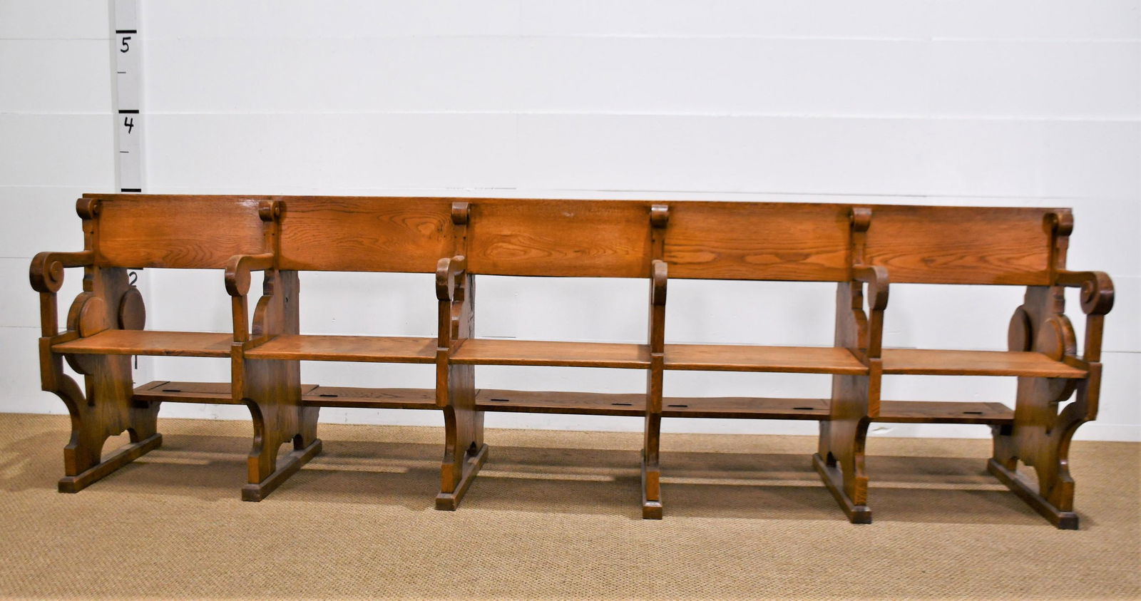 19th C. French Church Pew 35"H  x  119 1/2"L  x  30"W (1 of 7)