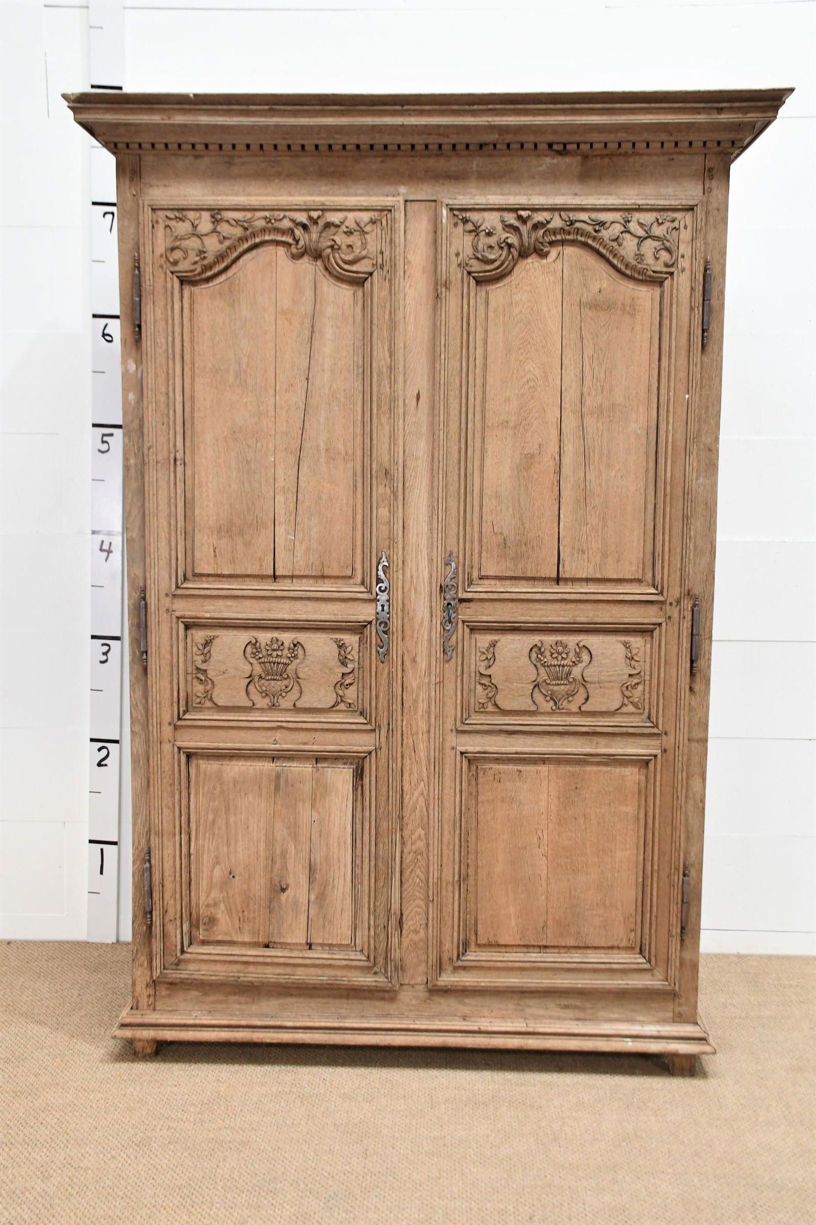 Early 19th C. French Bleached Cupboard 87 1/2"H  x  59"L  x  29" (1 of 6)