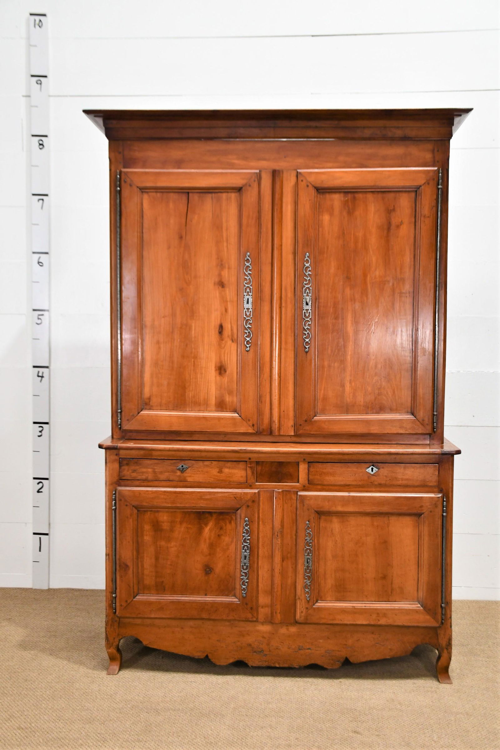 19th C. French Fruitwood 2pc. Buffet 92"H  x  59"L  x  24 1/2"W (1 of 8)