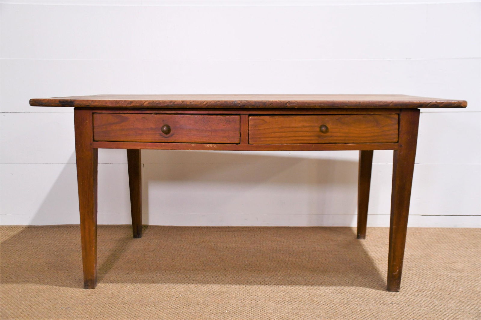 Early Pine 2 Drawer Work Table 29"H  x  62"L  x  30"W (1 of 5)