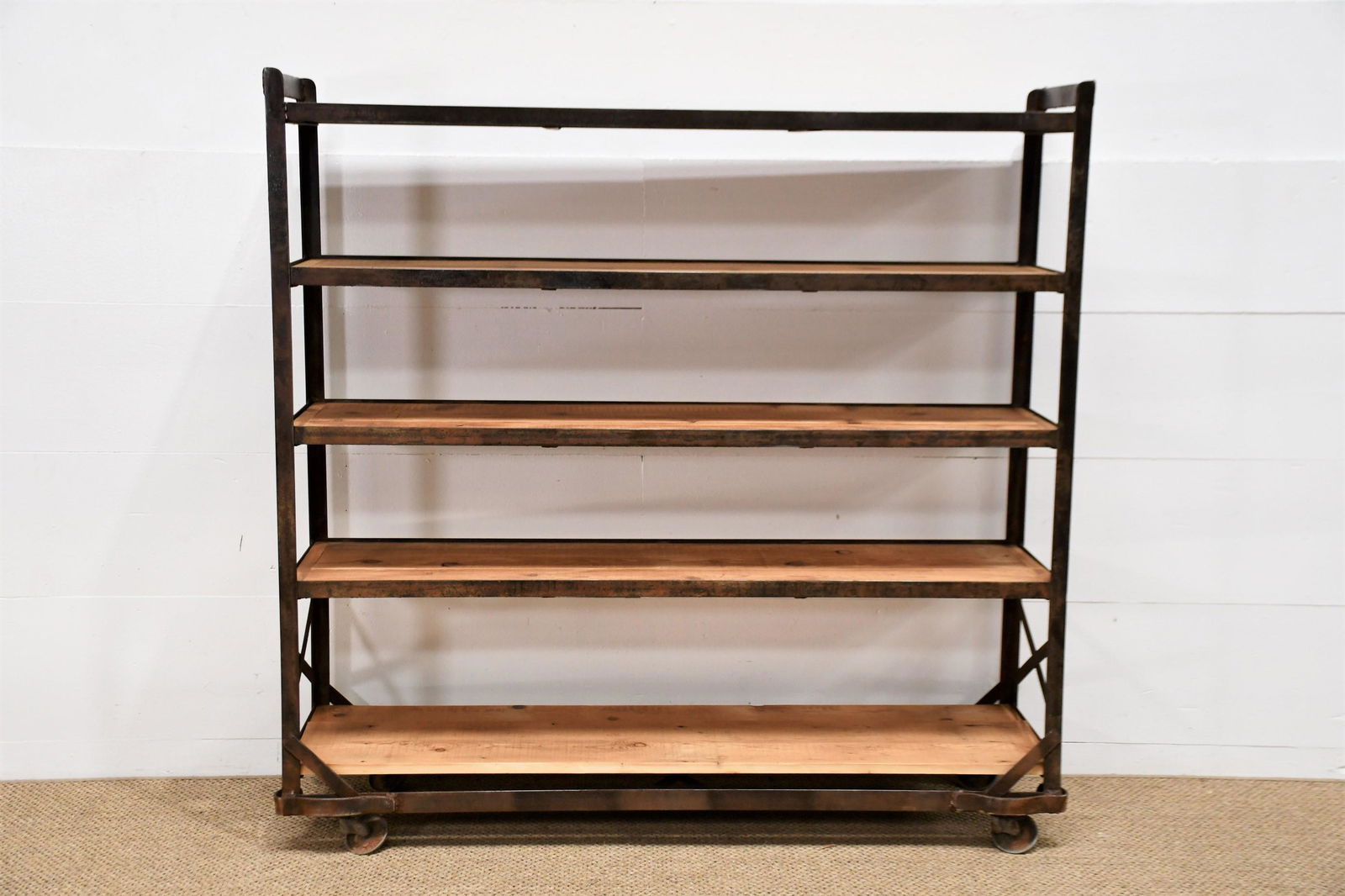 Industrial Metal Warehouse Rack w/ Wood Shelves 53 1/2"  x  55"L  x  14 1/2W (1 of 4)