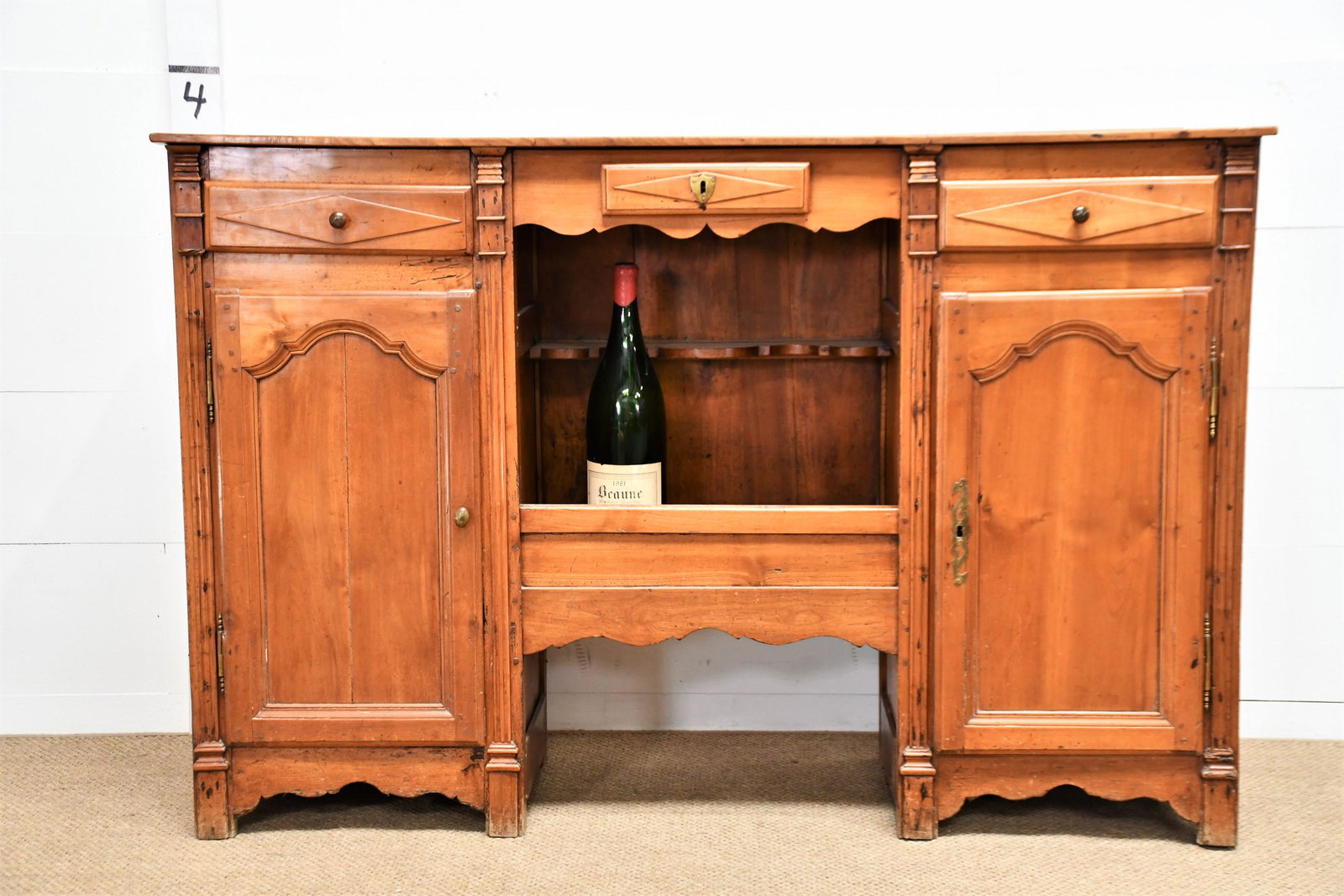 19th C. French Bordeaux Region Buffet w/ wine bottle storage / 43 1/4"H x 65 1/2"L x 17: 19th C. French Bordeaux Region Buffet w/ wine bottle storage / 43 1/4"H x 65 1/2"L x 17 3/4"W