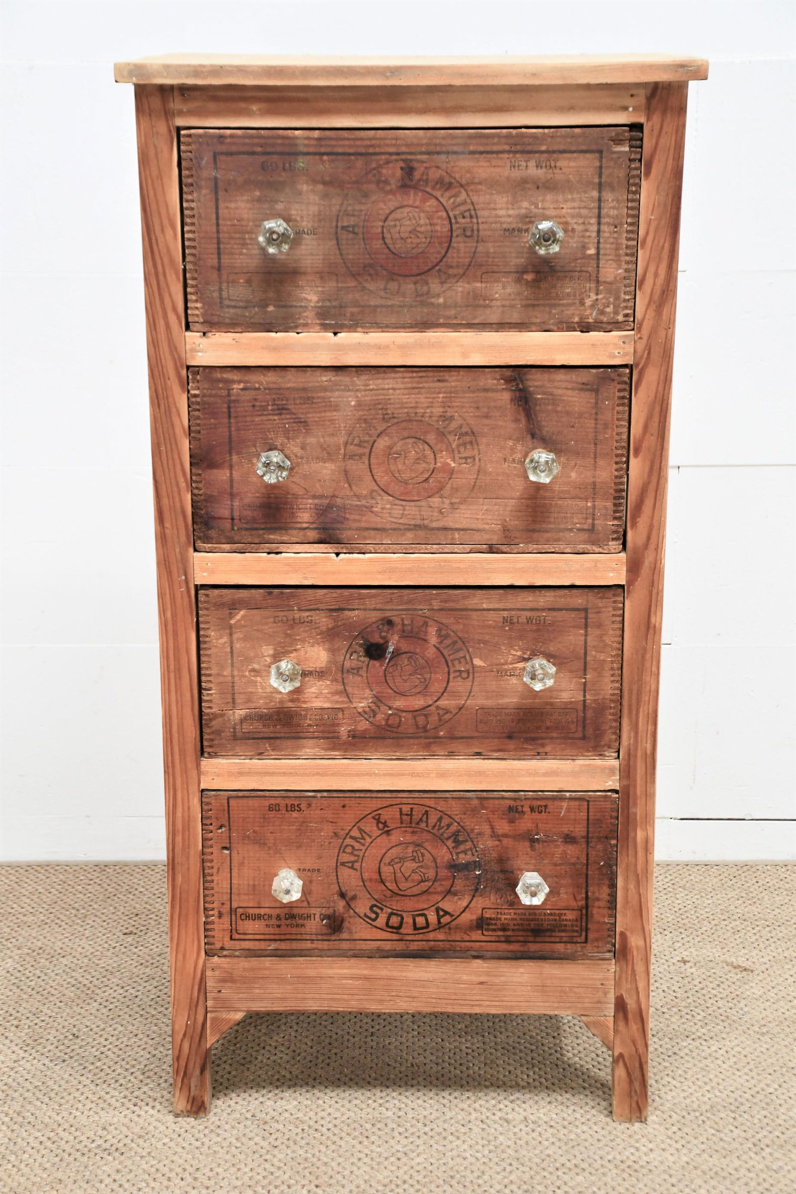 Folk Art Chest Made of Arm & Hammer Crates 49"H  x  24"L  x  16 1/2"W (1 of 5)