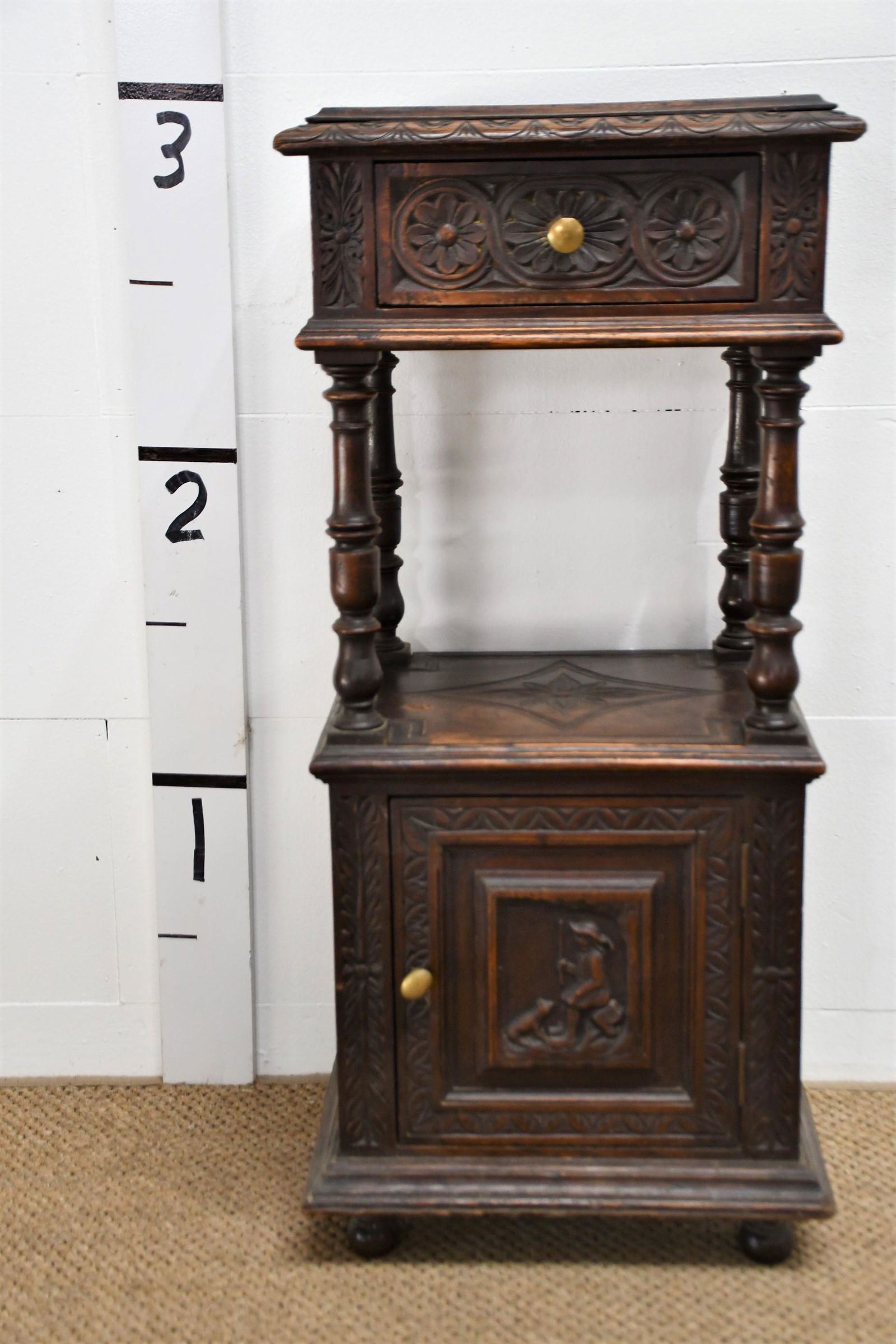 19th C. French Carved Side Table 36"H  x  16 1/2"  x   13" (1 of 4)