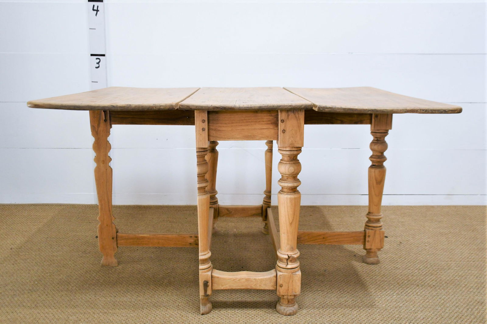 Early French Bleached Gate Leg Table 30"H  x  54"L  x  42 1/2"W (1 of 6)