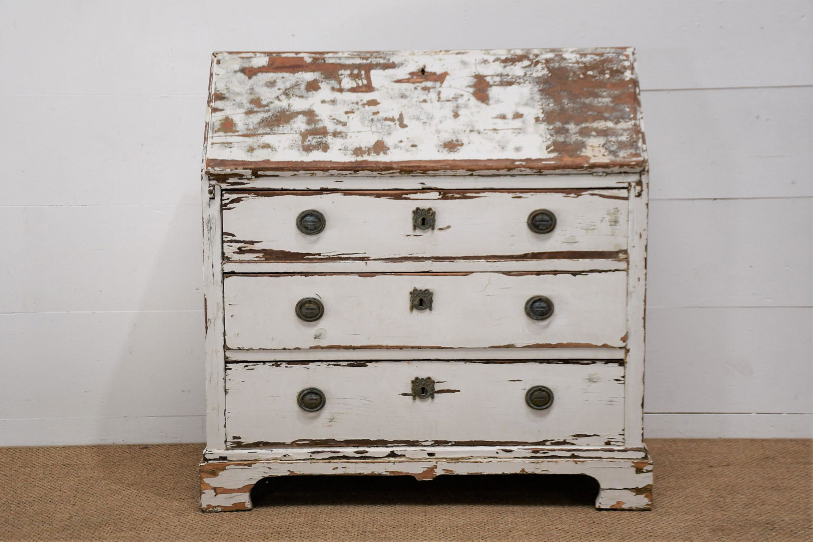 19th C. French White Painted Drop Front Desk 41"H  x  39"L  x  17"W (1 of 7)