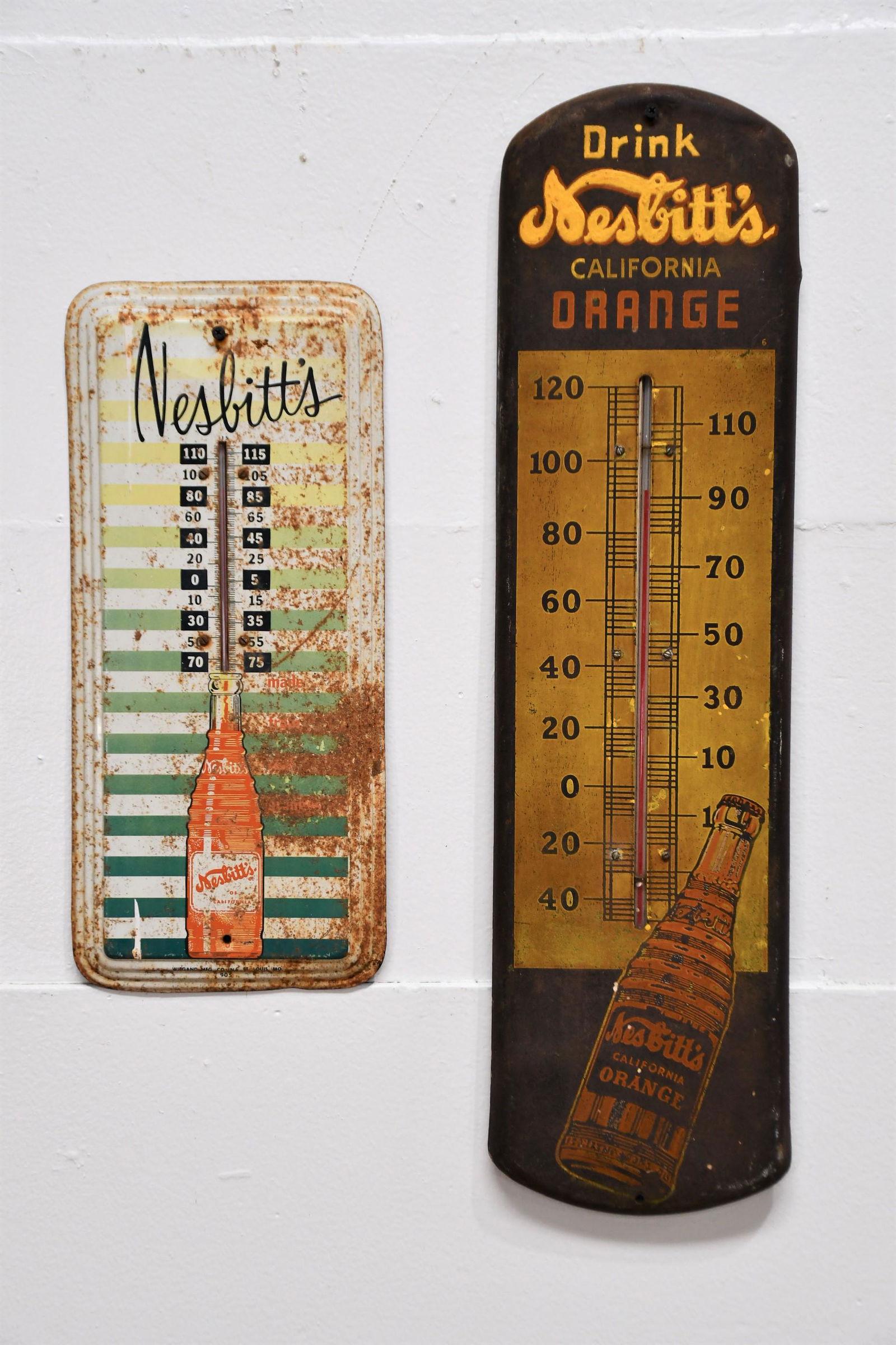 2 PC Lot of Nesbitt's Thermometers 17" x 8"    /     27" x 7 1/2" (1 of 5)