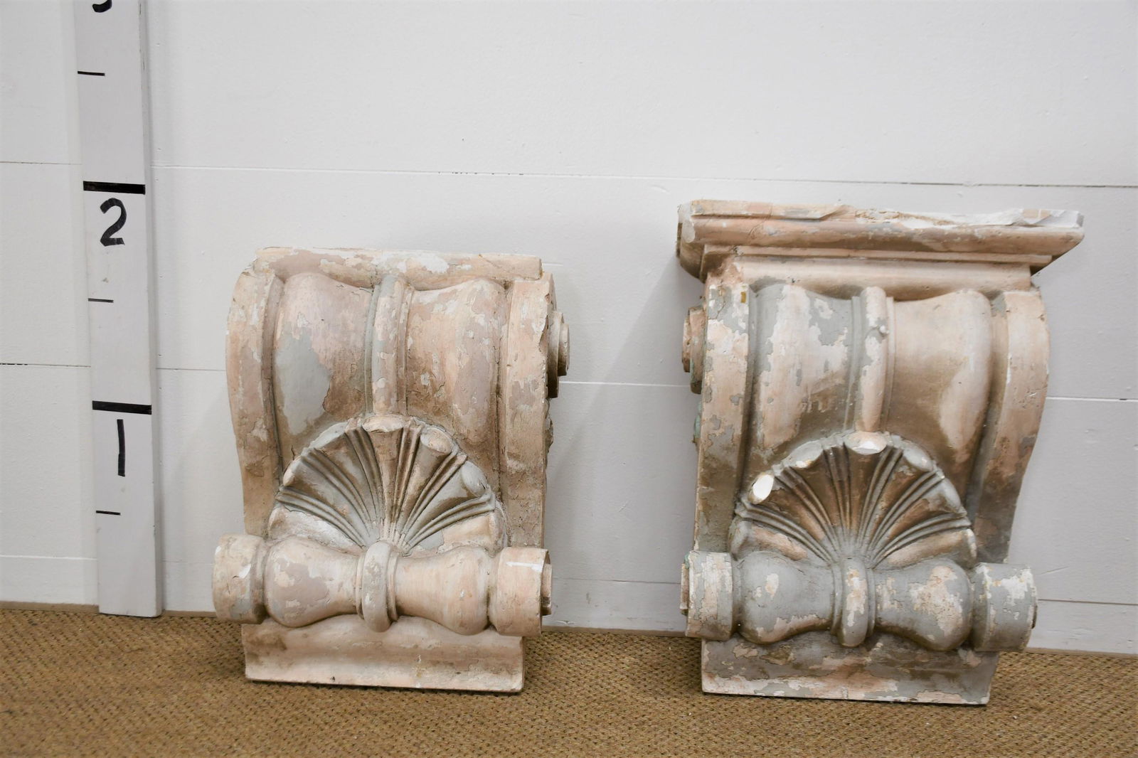 Pair of Architectural Plaster Corbels 23 3/4"  x  18 1/2"  x  8 1/2"    /    21"  x  17 1/4"  x  8" (1 of 5)