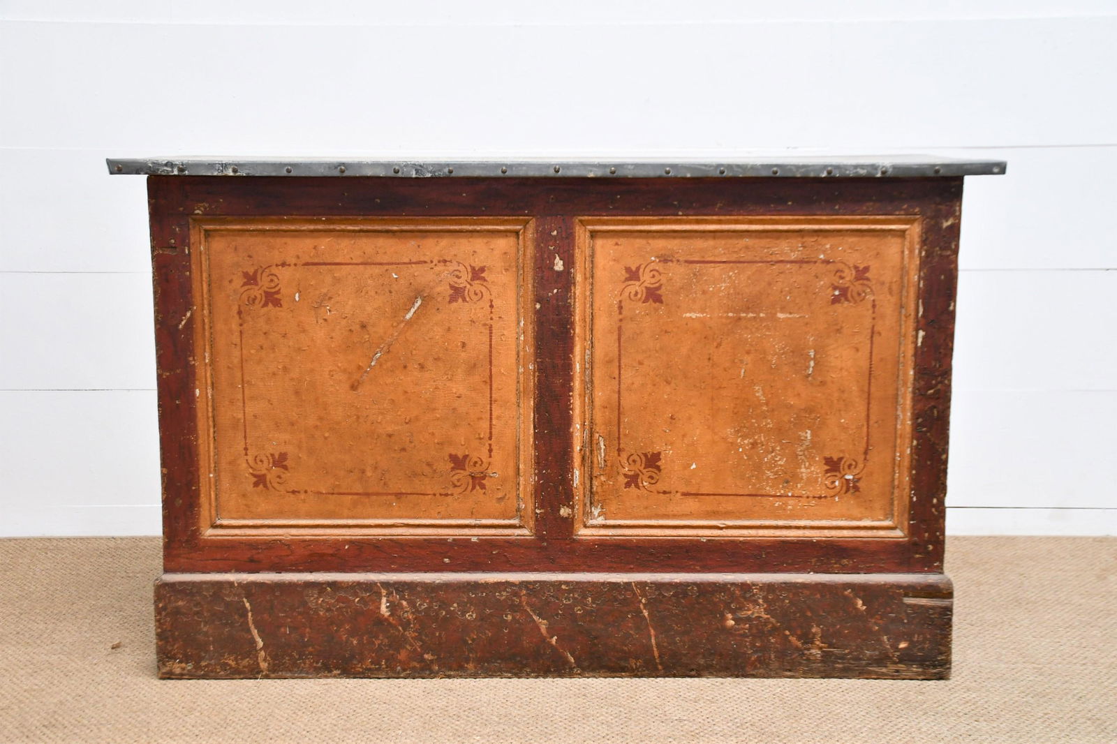 French Painted Galvanized Top Store Counter 36 1/2"H  x  59 1/2"L  x  21"W (1 of 5)
