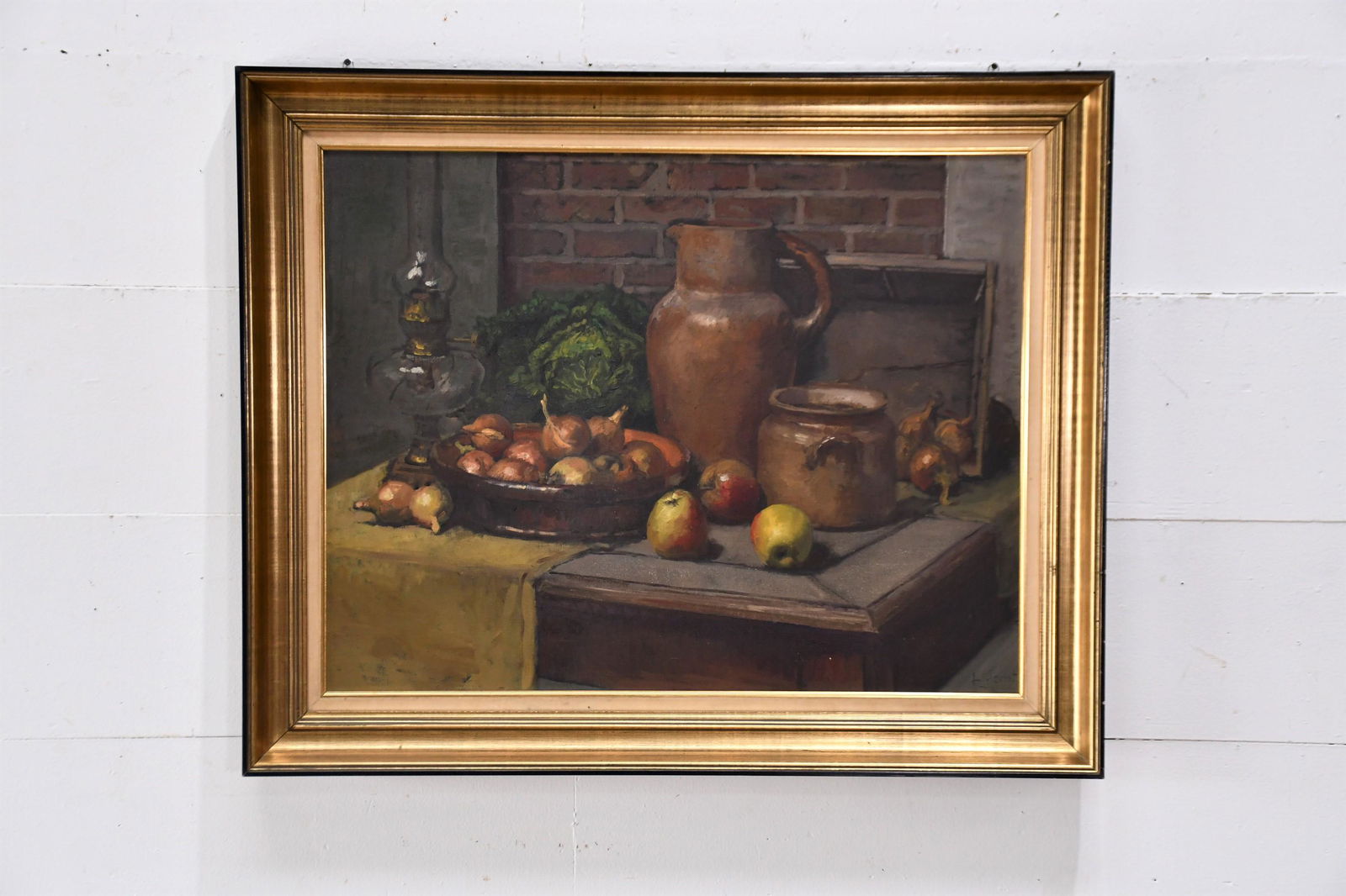 O / C  -  Still Life with Onions and Apples artist  -   Belgian School    /    35"  x  42 1/2" (1 of 4)