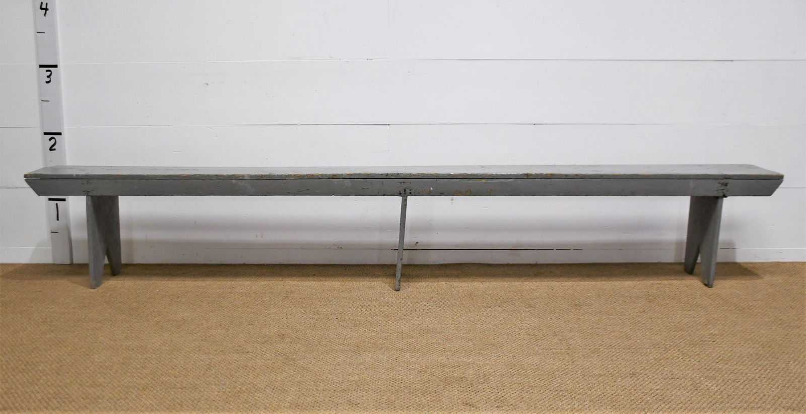 Pa. Gray Painted Farmhouse Bench 19"H  x  120"L(10 ft.)   x  11 1/2"W (1 of 6)