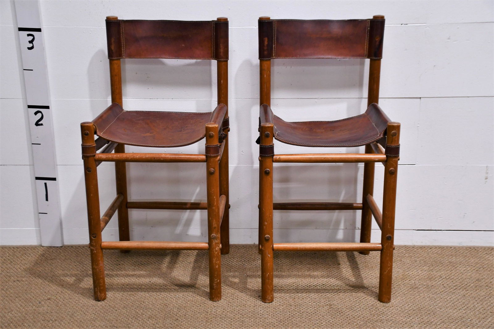 Pair of Leather Directors Chairs 39 1/2"H  x  18 1/2"L  x  18"W (1 of 7)