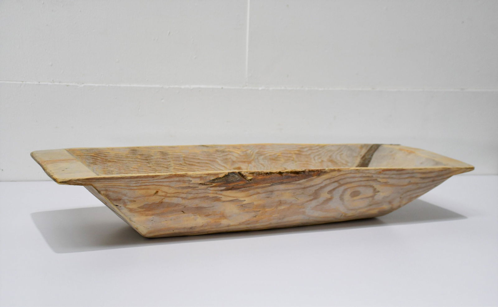 Early Wooden Work Bowl w/ Repair 6"H  x  37 1/2"L  x  14"W (1 of 5)