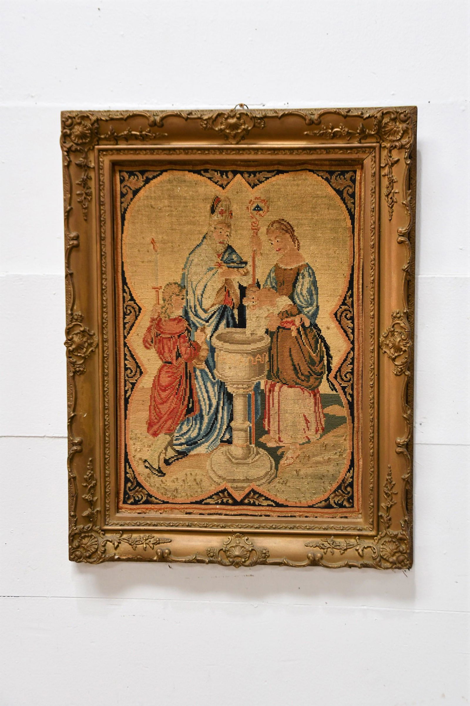 19th C. Framed French Needlework 30 1/2"  x  23 1/2" (1 of 6)