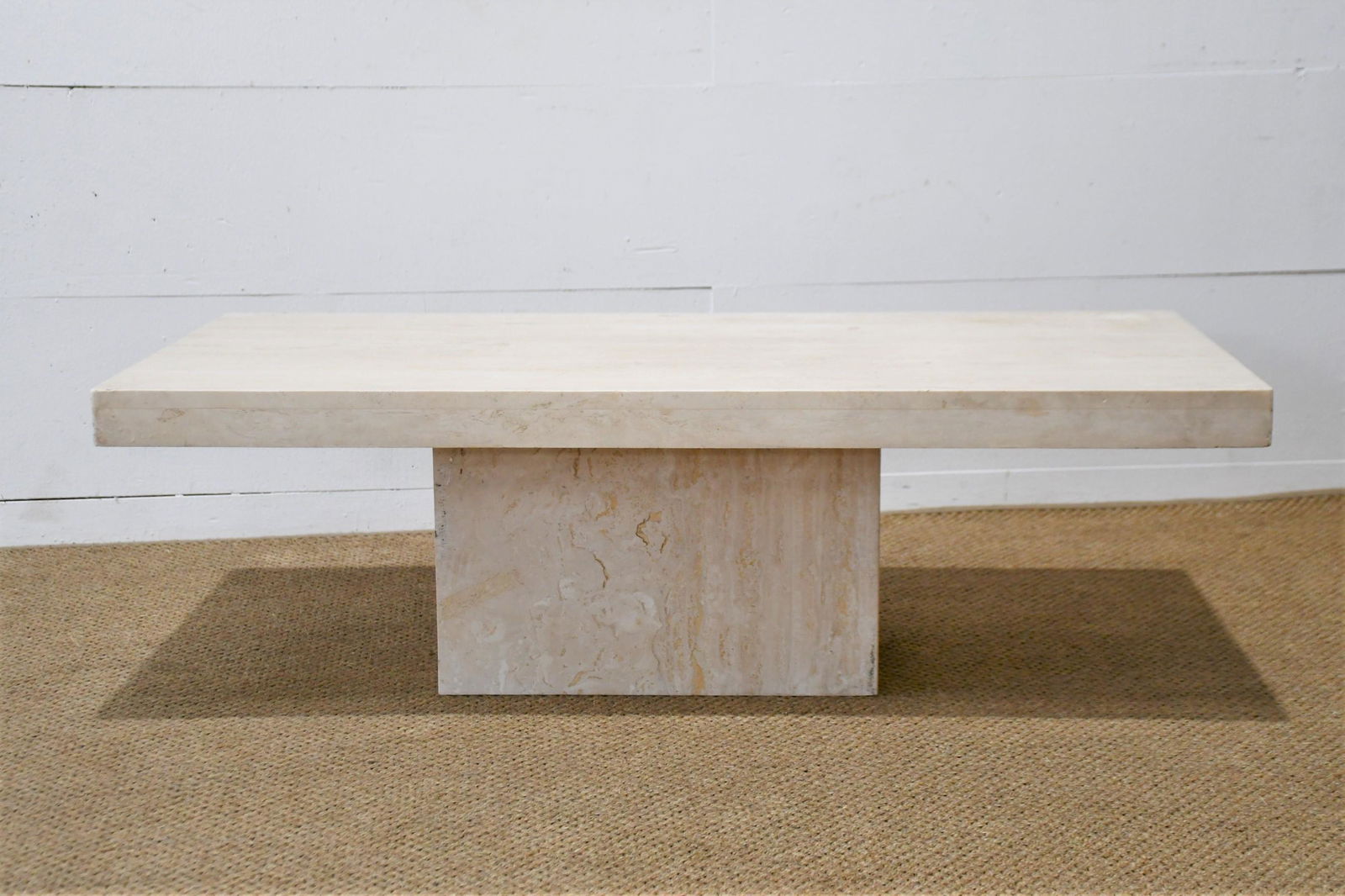 Mid Century Italian Travertine Coffee Table 15"H  x  47 1/2"L  x  24"W (1 of 5)