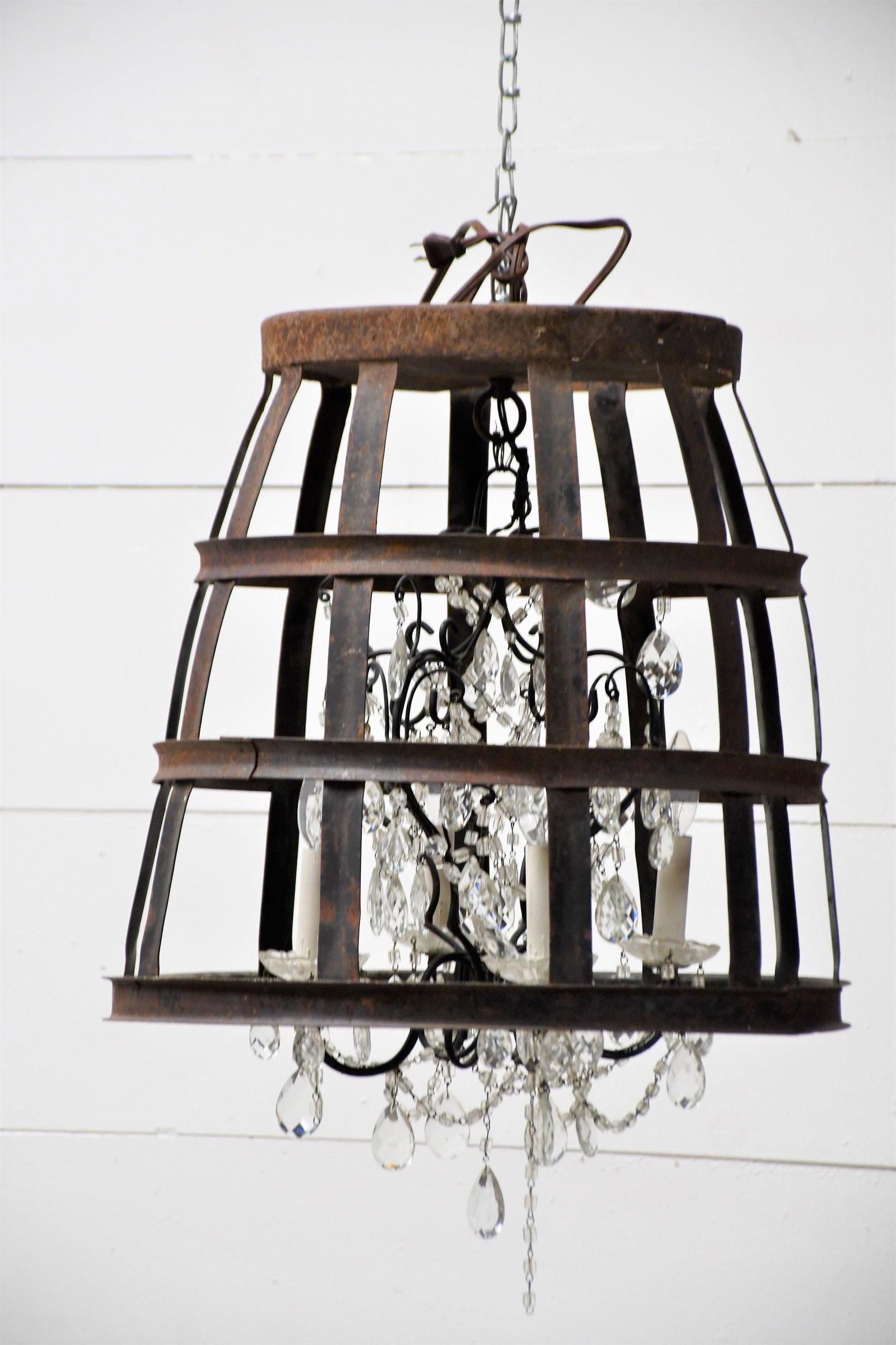 French Demi John Basket Chandelier (1 of 3)