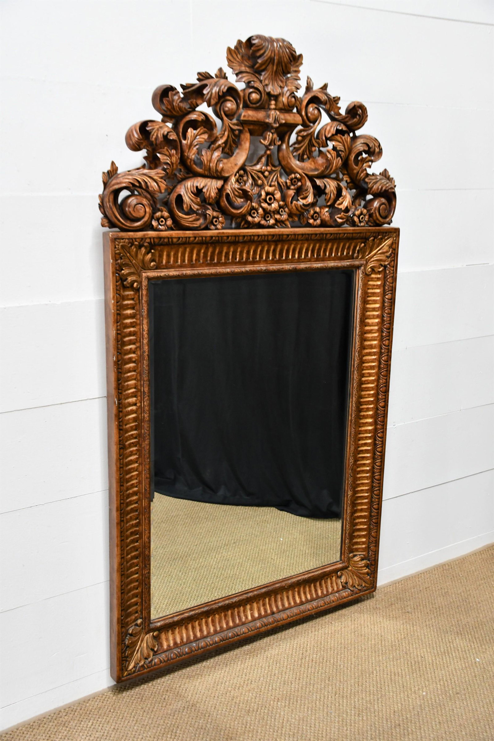 French Carved Wall Mirror 75"H x 42"L x 4"W: French Carved Wall Mirror 75"H x 42"L x 4"W