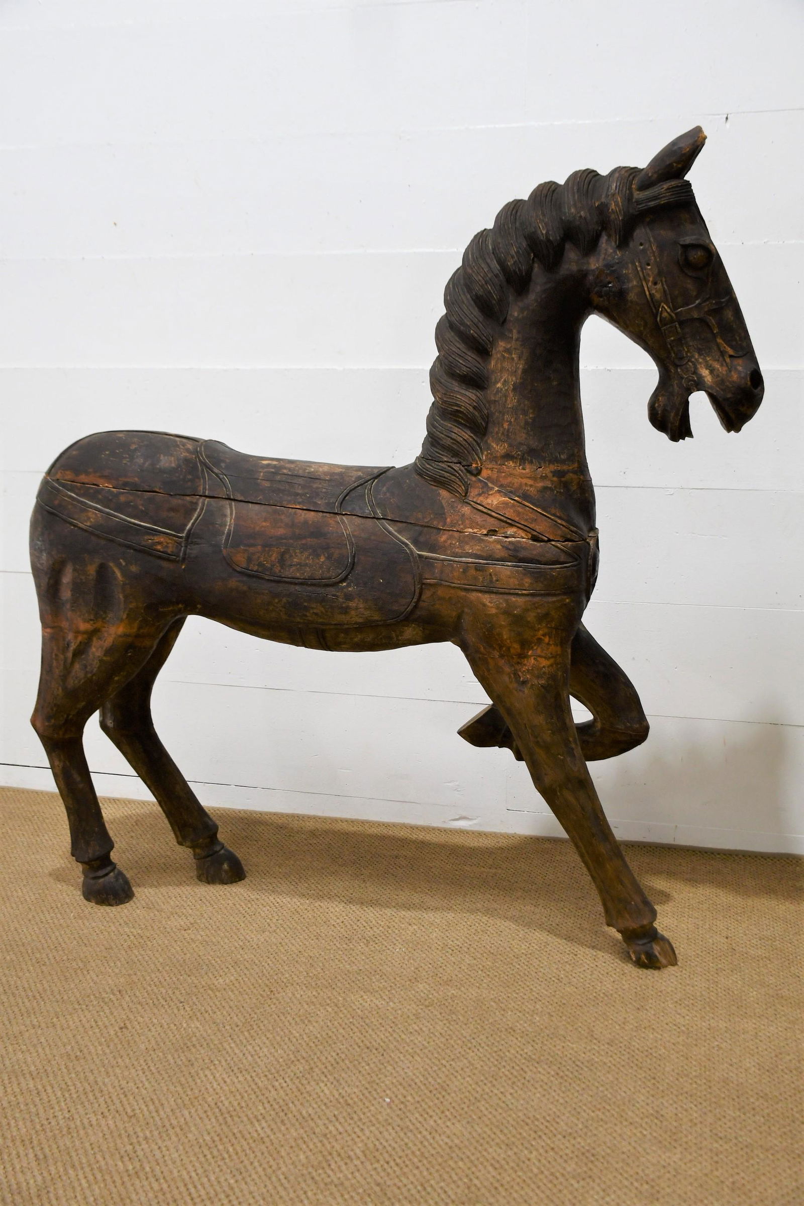 French Carved Wooden Horse 64 1/2"H  x  60"L  x 14"W (1 of 11)