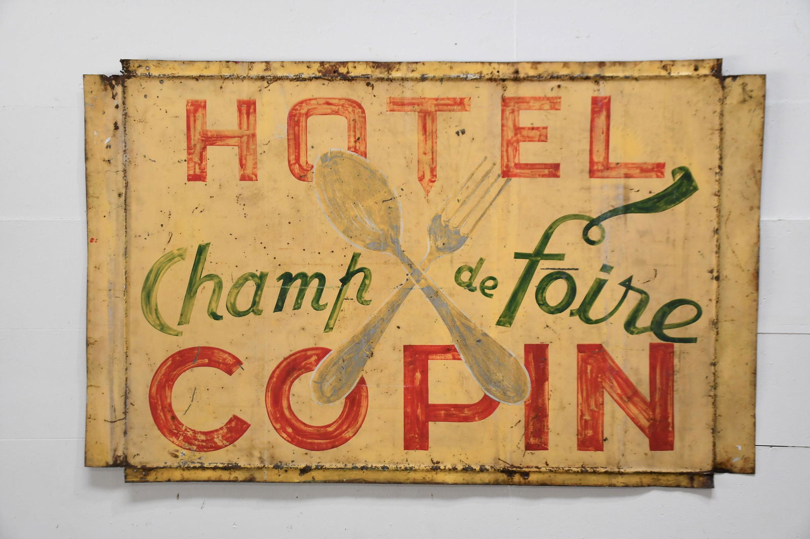 French Hotel Copin Sign - metal 43" x 67 1/2": French Hotel Copin Sign - metal 43" x 67 1/2"