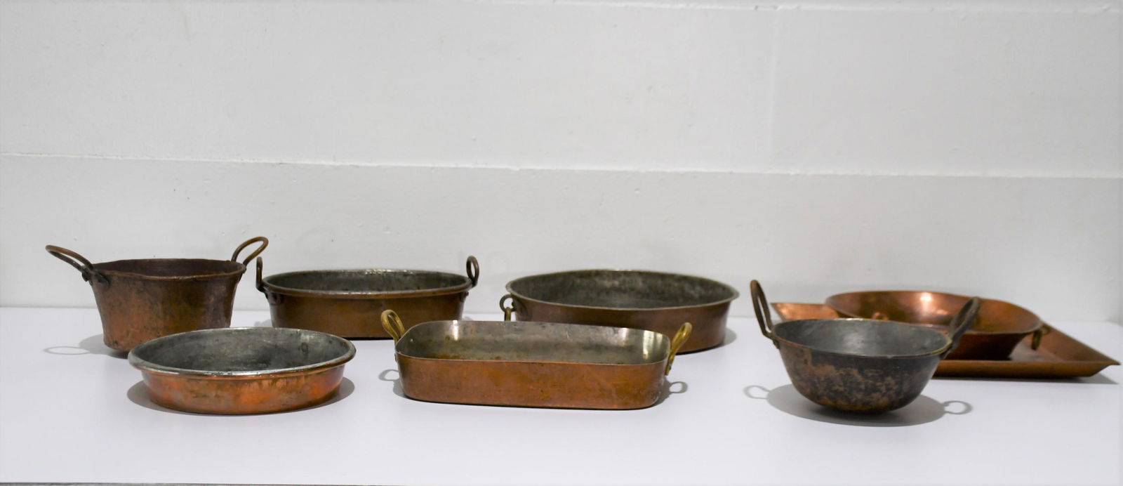 8pc. Lot of Assorted Copper largest  -   17 5/8"  x   18 1/8"    /      3 1/4"H,   15 1/2" diam. (1 of 7)