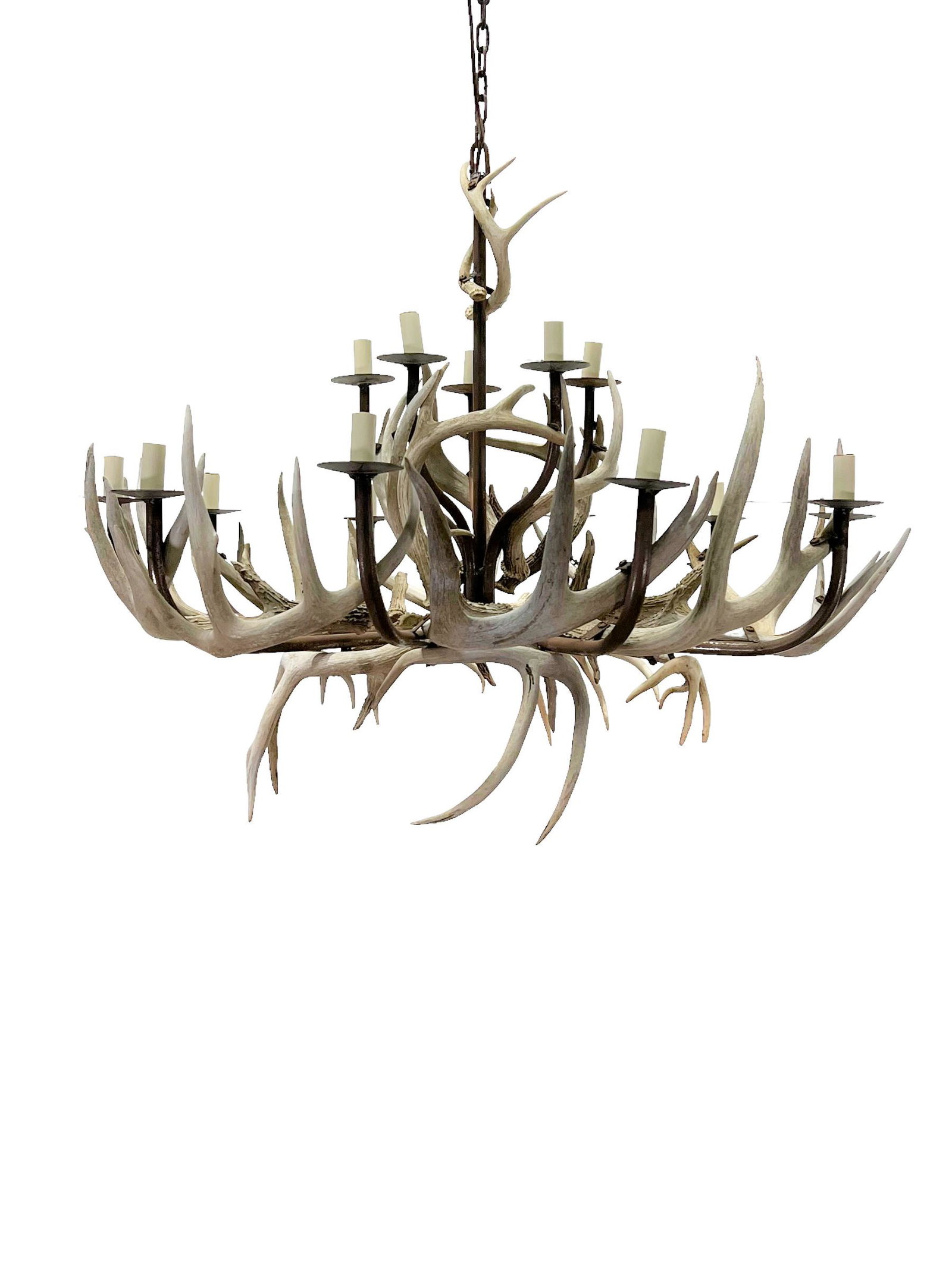 Antler Chandelier  -  real antlers 32"H (top of fixture),   37"  x   37" (1 of 9)