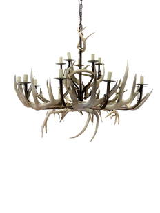 Antler Chandelier  -  real antlers 32"H (top of fixture),   37"  x   37": Antler Chandelier - real antlers 32"H (top of fixture), 37" x 37"