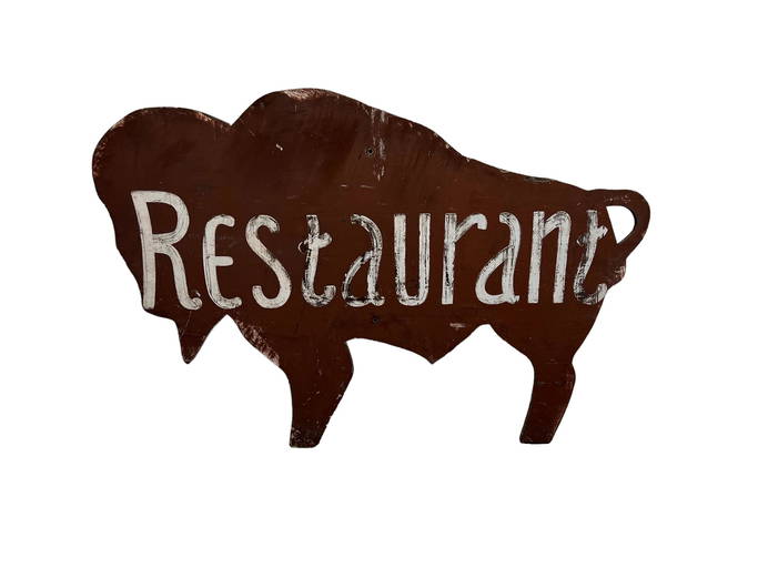 Wooden Buffalo Restaurant Sign 47 3/8" x 70" (0118) on Jan 07, 2023 Bright Star Antiques Co