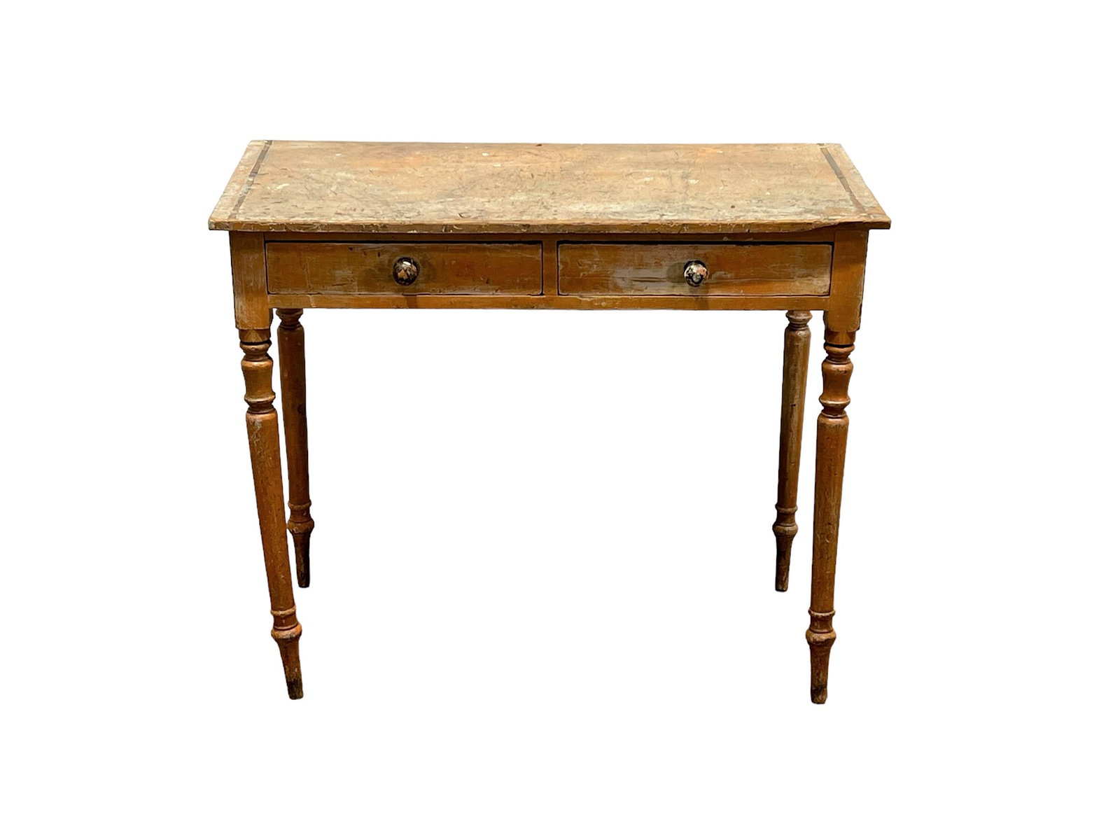 Painted Country French Two Drawer Work Table 29 3/4"H,   35 3/4"L,   17 1/4"W (1 of 7)