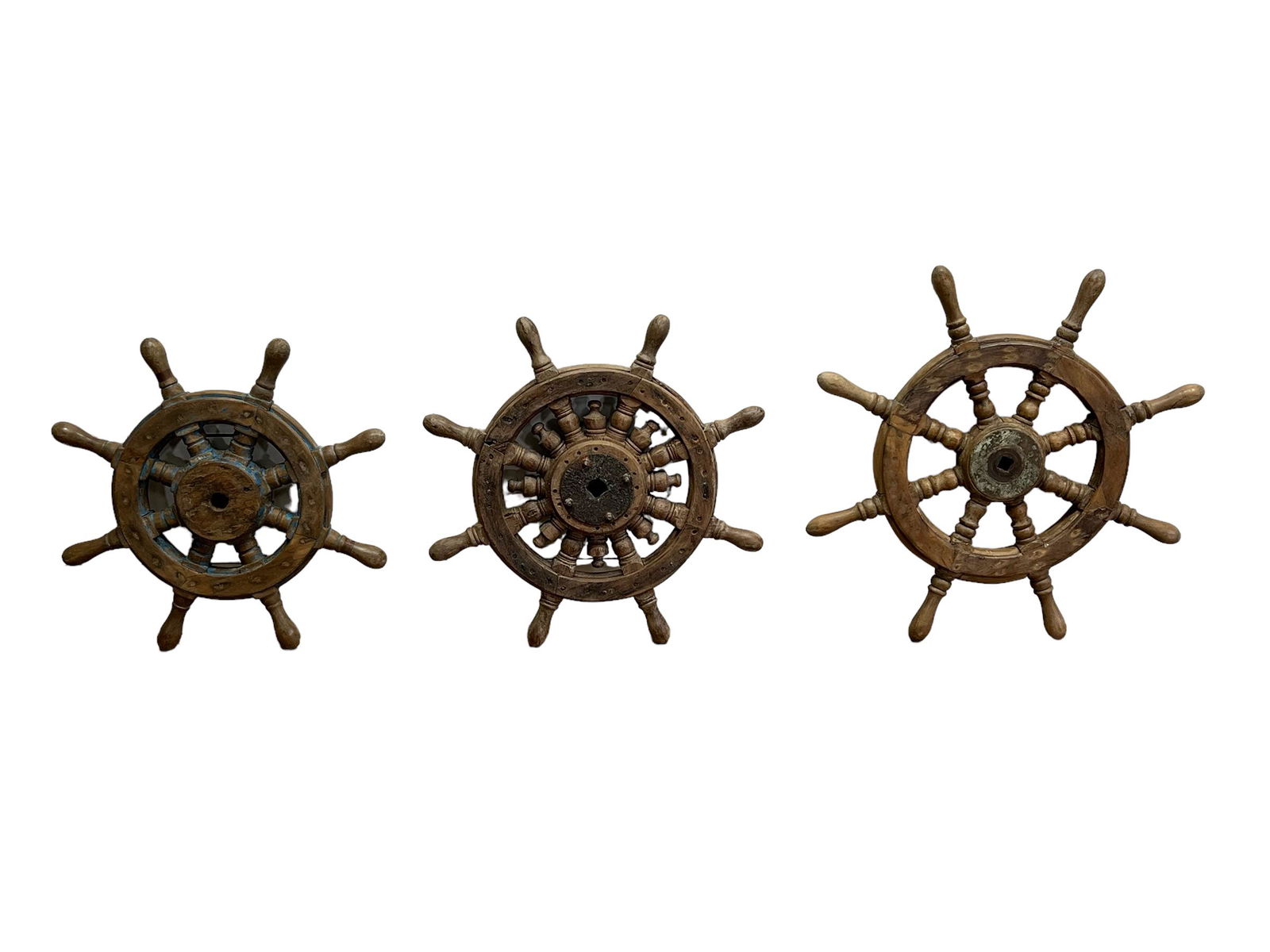 3pc. Lot of Ship's Wheels 28" diam.   /   30 1/4" diam.   /   34 1/4" diam. (1 of 9)