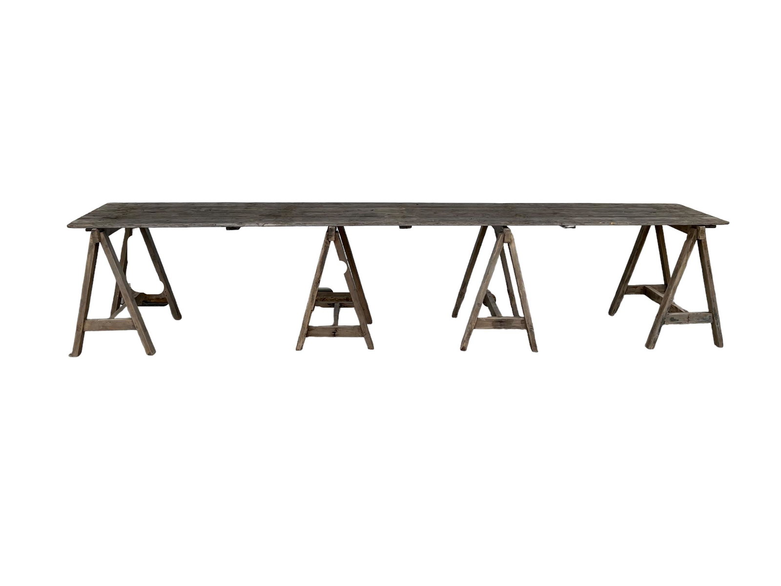 Vineyard Gathering Table on Sawhorse Bases 30 1/4"H,   144"L(12 ft.),   26"W(top),   28"W(sawhorse) (1 of 6)