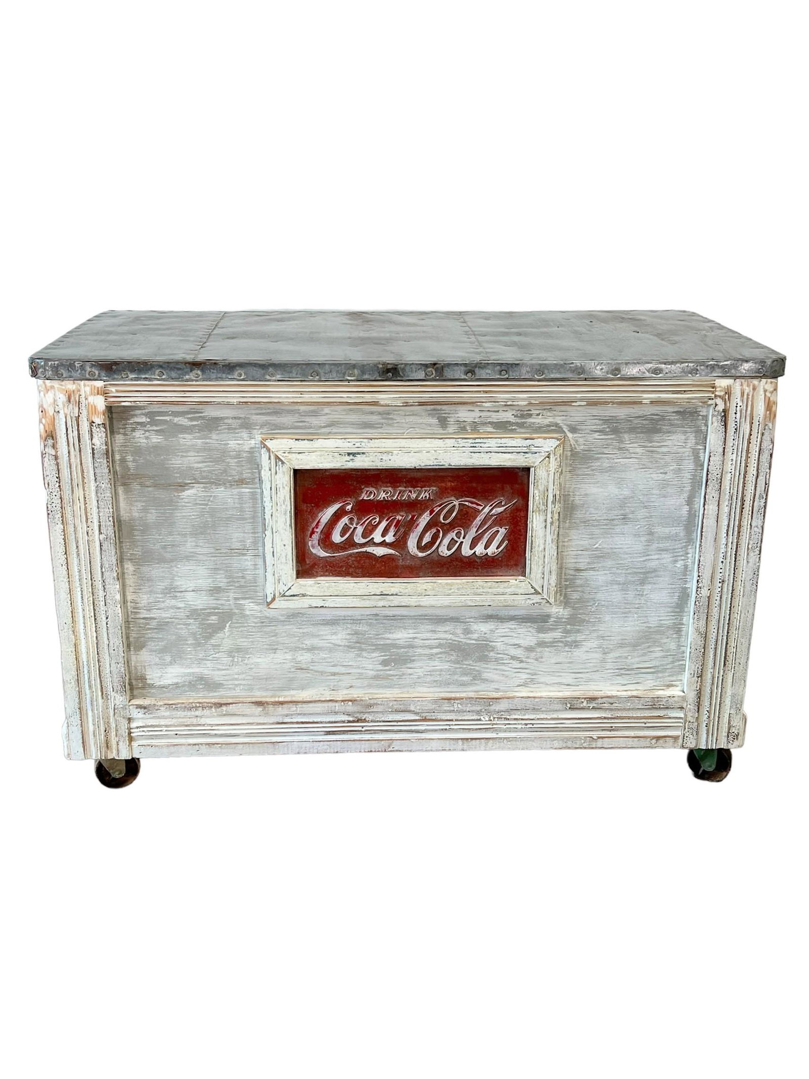 Coca Cola Counter w/ Galvanized Top 39 3/4"H x 60 3/8"L x 30 1/4"W (1 of 8)