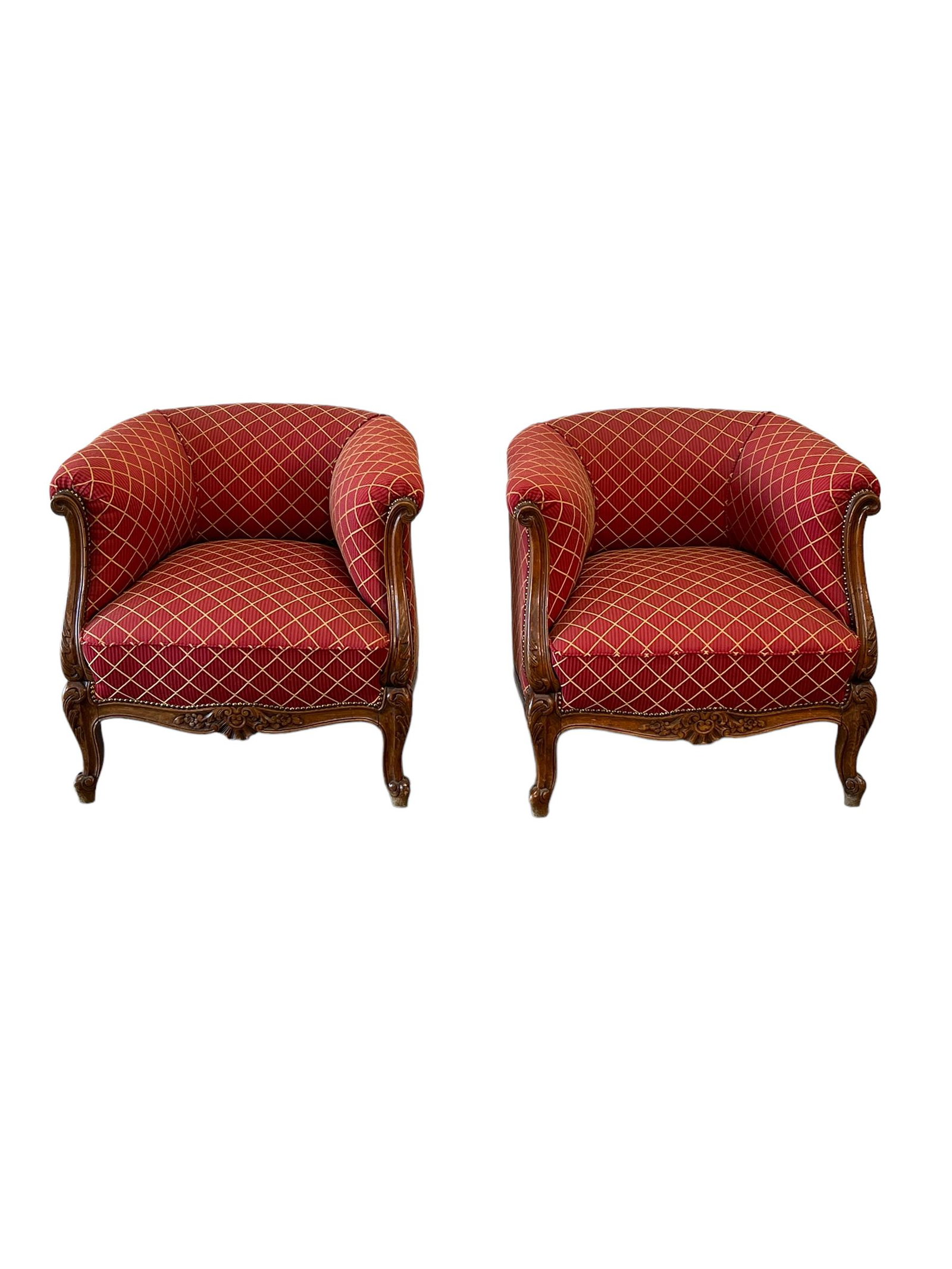 Pair of French Louis XV Style Bergere Armchairs 27"H, 27 3/8"(side-side), 24"(front-back) /: Pair of French Louis XV Style Bergere Armchairs 27"H, 27 3/8"(side-side), 24"(front-back) / seat - 15"H