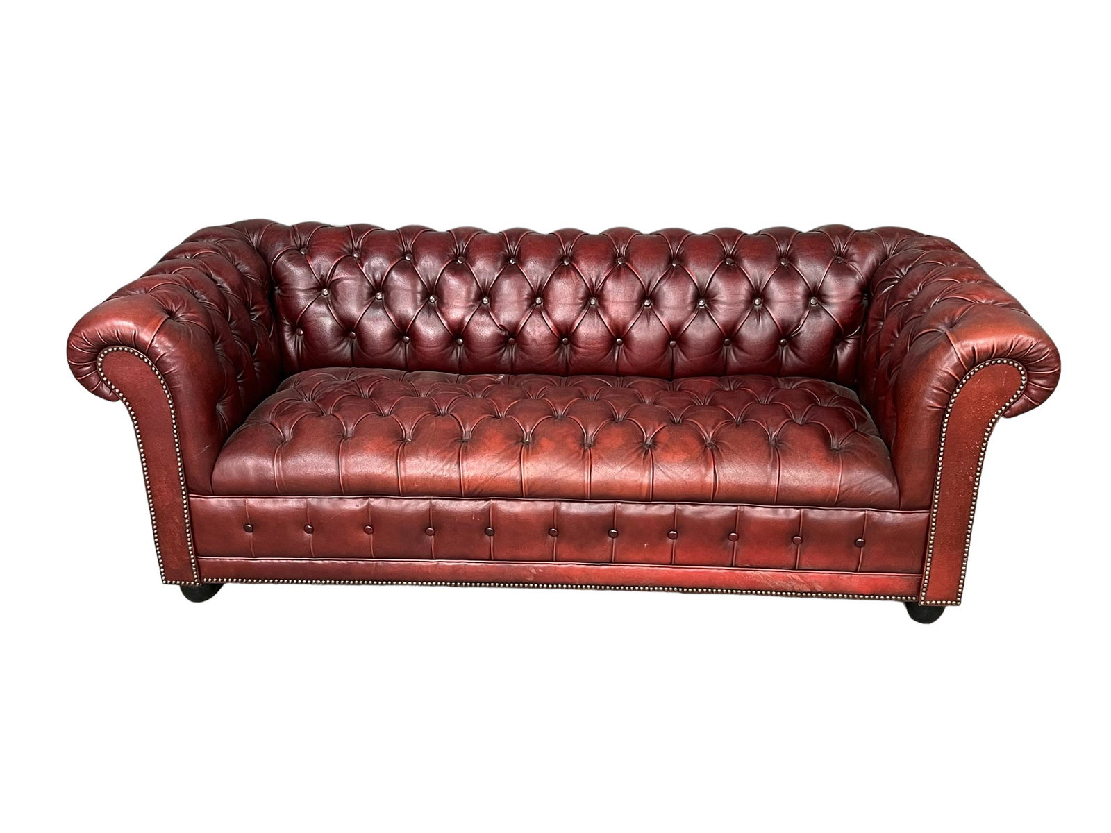 Leather Chesterfield Sofa 28"H,   78"L,   32"W     /     seat  -   15"H (1 of 12)